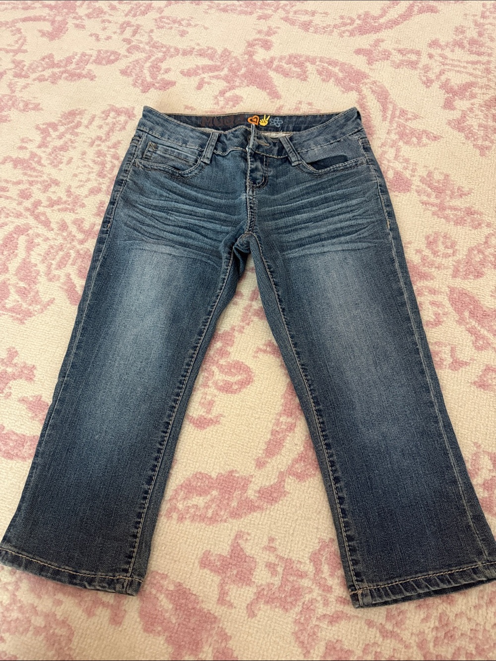 Mudd Dark Blue Capris with Subtle Fading